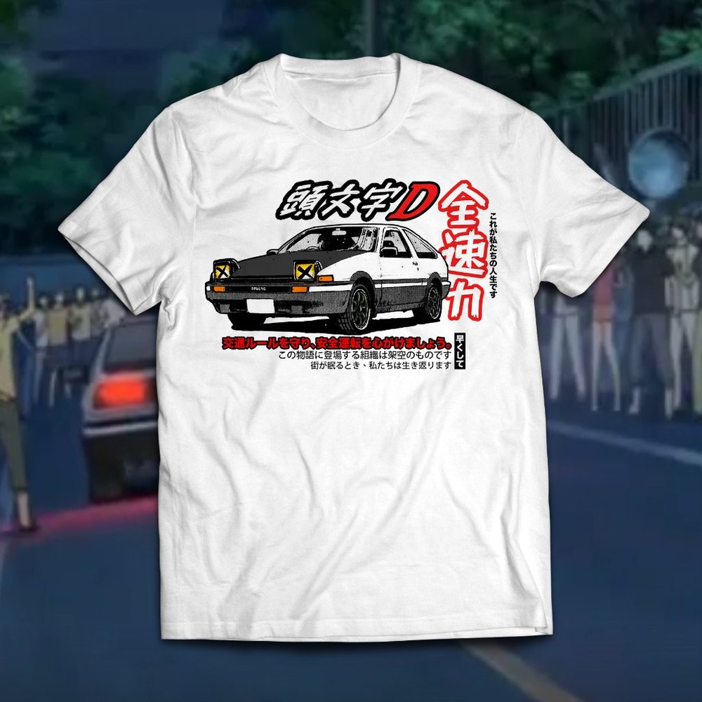 Japanese Inspired Vintage Initial D Custom Artwork Drifting AE89 Car Tee
